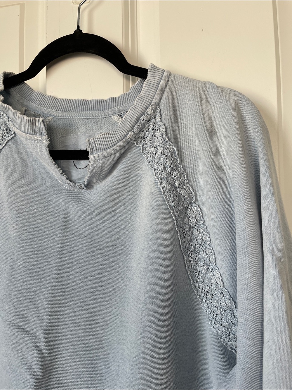 Aerie Hey Crochet White Boho Crewneck Sweatshirt Size X-Small oversized - Picture 6 of 8